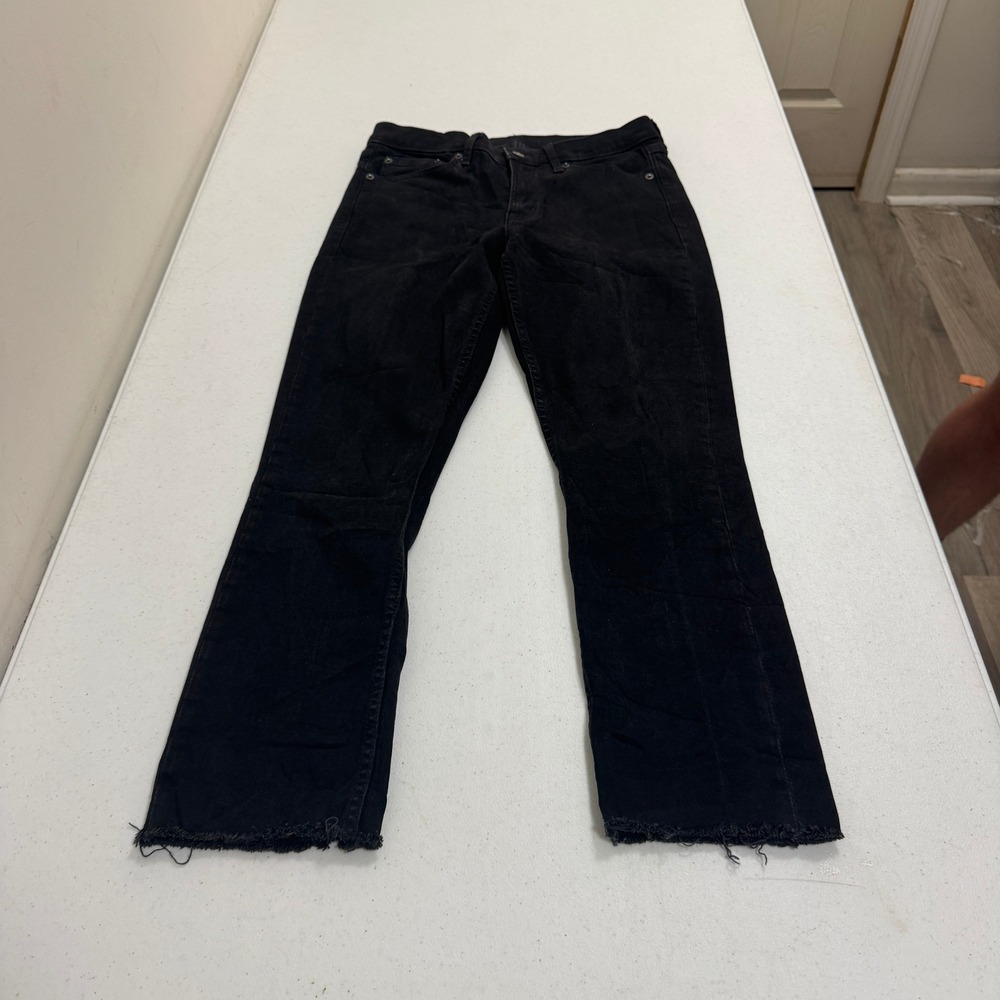 Gap‎ Vintage Slim Mid Rise Black Raw Hem Jeans 28 6R Straight Leg 5612
